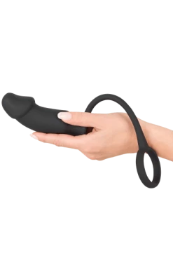 Black Velvets Vibrations-Analplug Mit Penisring Schwarz - Gr. L