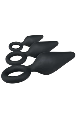 Easytoys 3tlg. Analplug-Set Schwarz - S/M/L