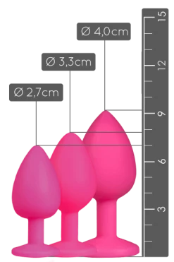 Easytoys 3tlg. Analplug Set Mit Kristall - S/M/L Pink