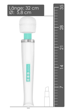 MyMagicWand My Magic Wand Massagestab - 32cm - Kabelgebunden - Weiß/türkis -Lovetoys Verkaufsgeschäft MMW001 Massagestab Groesse 600x600